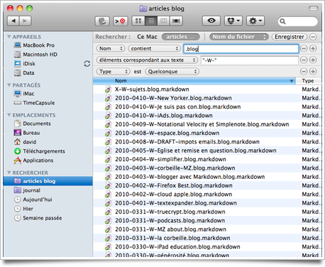 On peut modifier les paramètres, sans recréer la recherche